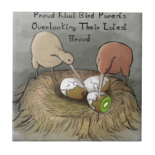 Funny Kiwi Vögel geben ihre Früchte ab Fliese