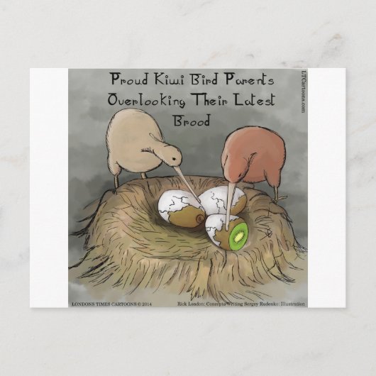 Funny Kiwi Vögel geben ihre Früchte ab Postkarte (Vorderseite)