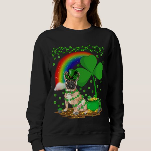 Funny Kleeblatt Rainbow French Bulldog St Patrick Sweatshirt (Vorderseite)