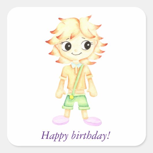 Funny kleiner Ginger Quadratischer Aufkleber (Vorderseite)