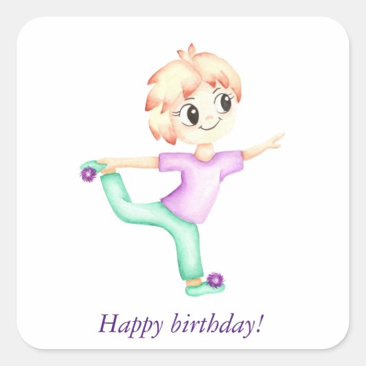 Funny kleiner Ingwerjunge Sportler Quadratischer Aufkleber (Vorderseite)