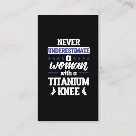 Funny Knee Ersatz Frauen Operation Erholung Gesche Visitenkarte (Vorderseite)