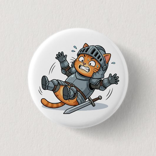 Funny Knight Cat Button (Vorderseite)