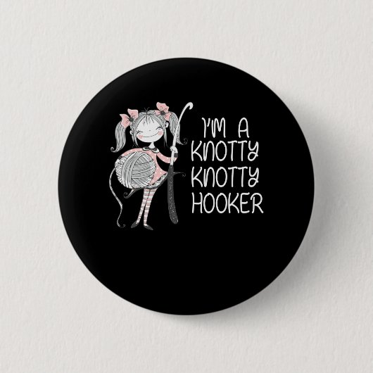 Funny Knitter Crafting Strickgarn Lover Button (Vorderseite)