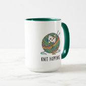 Funny Knitter Katzengarn Kunst "Strick Happens" Pr Tasse (VorderseiteRechts)