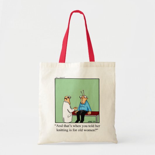 Funny Knitter Spaß Tote Tasche (Vorne)