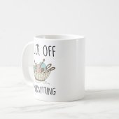 Funny Knitter Zitat Geschenk, F*ck Off ich knete Kaffeetasse (Vorderseite Links)