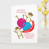 Funny Knitters Themed Happy Birthday Karte (Gelbe Blume)