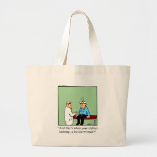 Funny Knitting Cartoon Bag Jumbo Stoffbeutel