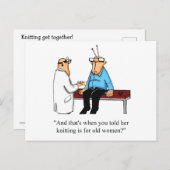 Funny Knitting Party Einladung Postcard (Vorne/Hinten)