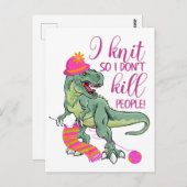 Funny Knitting Quote Dinosaur Postkarte (Vorne/Hinten)