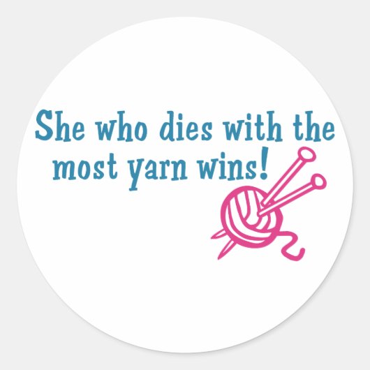 Funny Knitting Runder Aufkleber (Vorderseite)