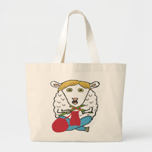 Funny Knitting Sheep Jumbo Stoffbeutel