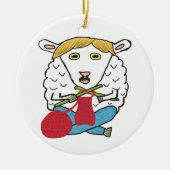 Funny Knitting Sheep Keramik Ornament (Vorne)