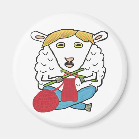 Funny Knitting Sheep Magnet (Vorne)