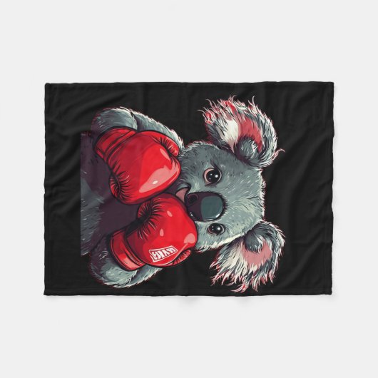Funny Koala Bär im Ring mit Boxhandschuhen Co Fleecedecke (Vorderseite (Horizontal))