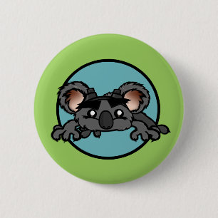 FUNNY KOALA BEAR ROUND PIN BACK BUTTON