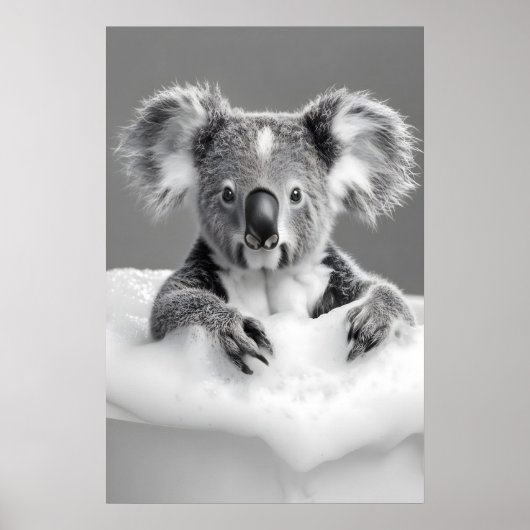 Funny Koala Bubble Bath Print, Vintage Bathroom Poster (Vorne)