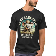 Funny Koala Napping Full Time Job Retro Graphic