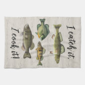 Funny Koch Fisherman Fish Catch Simple Wildlife Geschirrtuch (Horizontal)