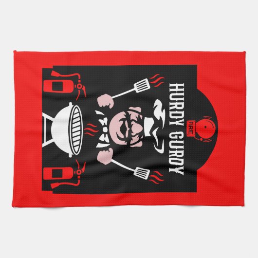 Funny Koch Hurdy Gurdy Geschirrtuch (Horizontal)