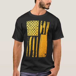 Funny Koch Knife American Flag Design for Men Wome T-Shirt