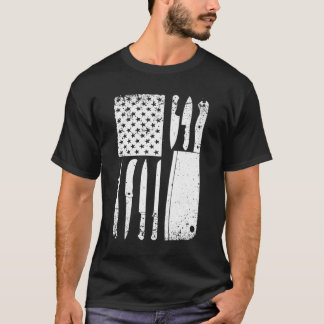 Funny Koch Knife American Flag Design for Men Wome T-Shirt