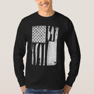 Funny Koch Knife American Flag Design for Men Wome T-Shirt