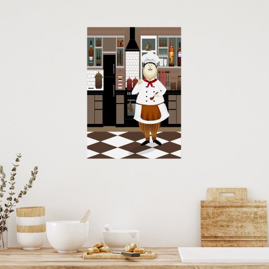 Funny Koch mit Big Hat in der Küche Poster (Küche)