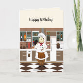 Funny Koch mit Big Hat in Kitchen Happy Birthday Karte (Vorderseite)
