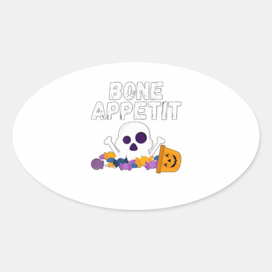 Funny Koch Pun Bone Appetit Halloween Candy Ovaler Aufkleber (Vorderseite)