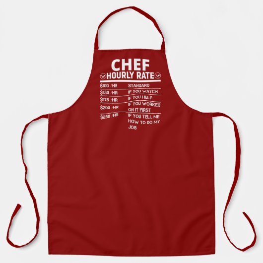 Funny Koch Stundenrate Dunkelrote Schürze (Vorderseite)