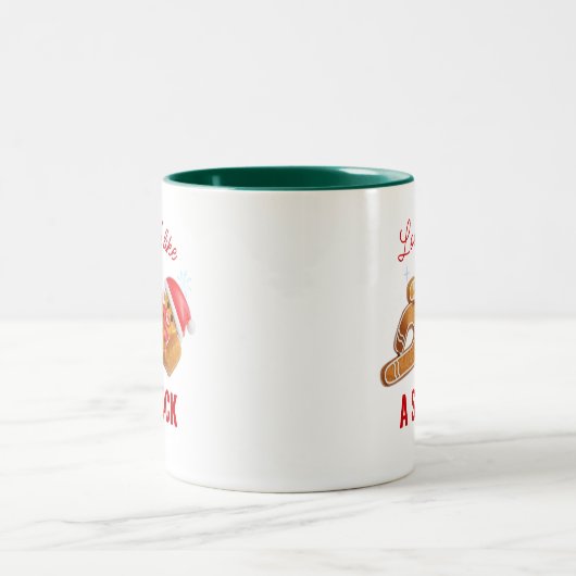 Funny Kokett Gingerbread Mann Weihnachts-Tasse Zweifarbige Tasse (Mittel)