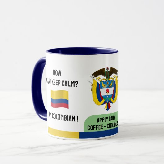 Funny Kolumbien Behielt ruhig Text, kolumbianische Tasse (Vorderseite Links)