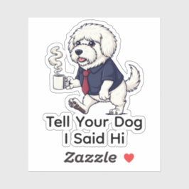 Funny Komondor Dog Business Suit Coffee  Aufkleber