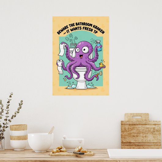 Funny Kraken Bathroom Poster (Küche)