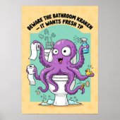 Funny Kraken Bathroom Poster (Vorne)