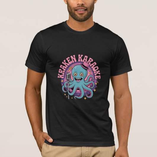 Funny Kraken Karaoke Octopus T-Shirt (Vorderseite)