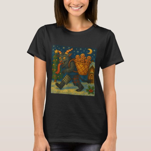 Funny Krampus Gingerbread Night Festive Creepy Hol T-Shirt (Vorderseite)