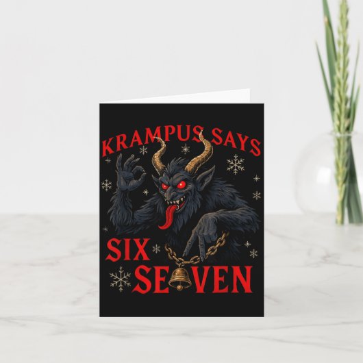 Funny Krampus Says Six Seven 6 7 Meme Christmas Xm Karte (Vorderseite)