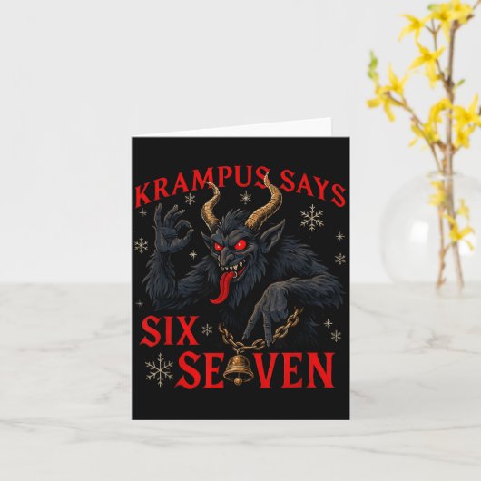 Funny Krampus Says Six Seven 6 7 Meme Christmas Xm Karte (Gelbe Blume)