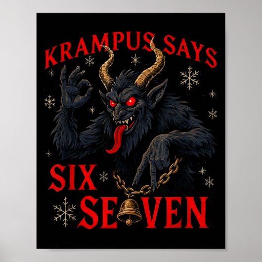 Funny Krampus Says Six Seven 6 7 Meme Christmas Xm Poster (Vorne)