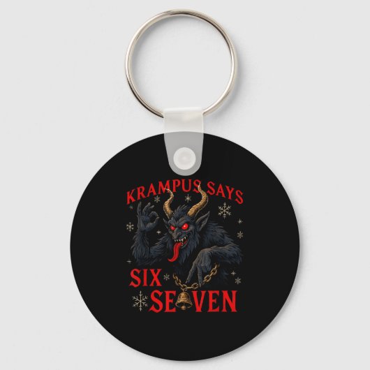 Funny Krampus Says Six Seven 6 7 Meme Christmas Xm Schlüsselanhänger (Vorderseite)