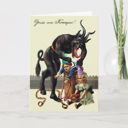 Funny Krampus Weihnachten Geburtstag Custom Text Karte (Vorderseite)