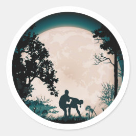 Funny Krav Maga Groin Kick Full Moon Sticker Aquam