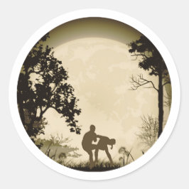 Funny Krav Maga Groin Kick Full Moon Sticker Brown