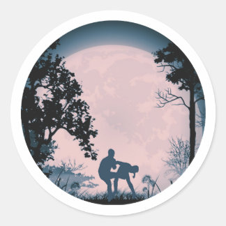Funny Krav Maga Groin Kick Full Moon Sticker Rosa