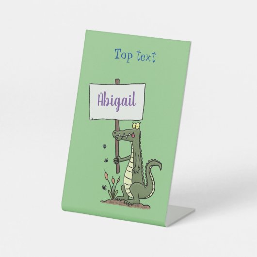 Funny Krocodil-Alarm mit Schild Cartoon (Vorderseite)