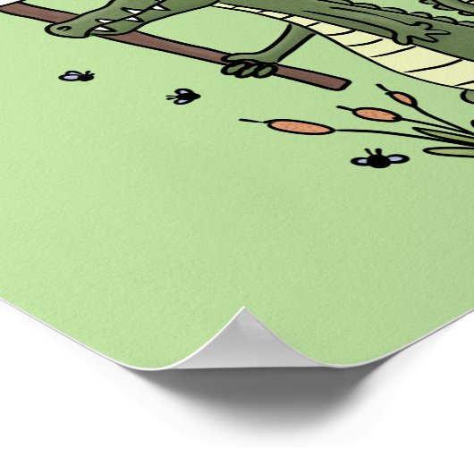 Funny Krocodil-Alarm mit Schild Cartoon (Ecke)