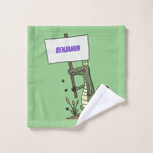 Funny Krocodil-Alarm mit Schild Cartoon Badhandtuch Set (Waschlappen)